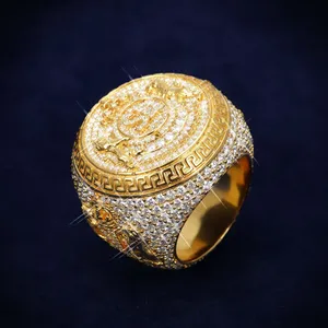 Anillo de Moissanita con Inicial K en Relieve, Plata Sólida Chapada en Oro Blanco, Joyería Clásica de Lujo, Unisex, Estilo Urbano - Product Image 4