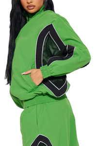 Ensemble de survêtement décontracté pour femmes, 2 pièces, avec fermeture éclair, taille élastique, coupe-vent, de haute qualité - Product Image 6