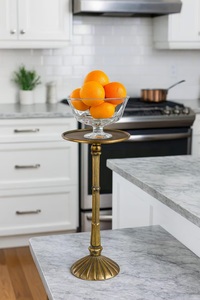 Elegant Pedestal Side <b>Table</b> Ornate Column Design Raised Tray Top Stable Base Compact Accent for Classic and Modern Interiors - Product Image 4