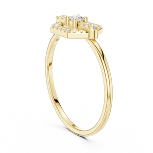 Bague en or jaune hexagonal avec halo de moissanite et diamant pour femme, bijou fin géométrique pour fiançailles et mariage, cadeau - Product Image 2