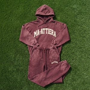 Custom <b>Burgundy</b> Washed Hoodie and Jogger Sweatpants Set Women Cotton Fleece Casual Tracksuit OEM ODM Wholesale - Product Image 6