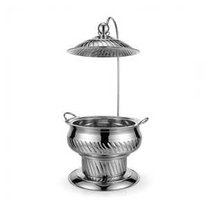 Stainless Steel Chafing Dish with <b>Lid</b> Buffet Food Warmer Round Catering Casserole for Wedding Restaurant - Product Image 2