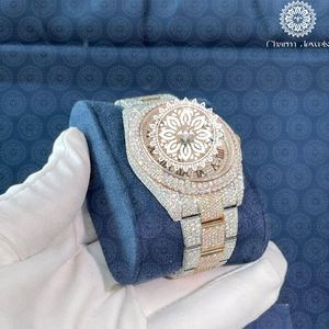 Montre de luxe Charm Jewels en acier inoxydable, boîtier 40 mm, verre saphir, lunette sertie de diamants, mouvement mécanique, pour homme, étanche 10 bars - Product Image 2