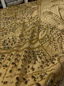 Tela de encaje de alta calidad con bordado de cuentas para vestidos de novia, vestidos de lujo, ropa formal y ropa de diseñador personalizada. - Product Image 2