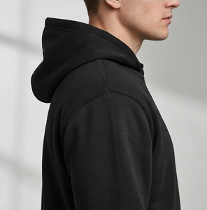 Custom OEM Regular Fit Heavyweight 420g Cotton Fleece Lined Anti-shrink Breathable Blank <b>Black</b> Unisex Pullover Hoodie <b>Sweatshirt</b> - Product Image 1