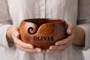 Cuenco de madera hecho a mano para hilo, cuenco para tejer y ganchillo, organizador de hilo para almacenamiento de ovinos de lana, accesorios de manualidades - Product Image 5