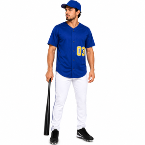 Ensembles d'uniformes de baseball personnalisés de haute qualité avec logo imprimé, vente en gros, couleur unie, respirants, séchage rapide, 100% polyester - Product Image 1