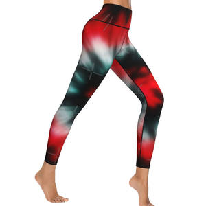 Leggings longs taille haute pour femmes, imprimé animal rouge, noir, blanc, extensibles, tricotés en spandex et polyester, style sportif, séchage rapide - Product Image 5
