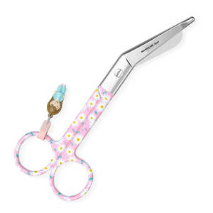 Ciseaux à bec de canard manuels en acier inoxydable avec motif marguerites sur fond rose – Coupes rapides et précises pour usage hospitalier - Product Image 3