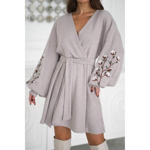 Robe brodée ukrainienne Vyshyvanka, robe florale brodée, robe d'hiver chaude, robe en tricot doux, robe pull noire chaude - Product Image 5