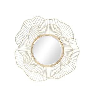 Golden <b>Wire</b> <b>Flower</b> Wall Mirror Bohemian Decorative Metal Frame Irregular Shape for Home Decor - Product Image 1