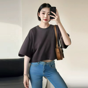 Débardeurs pour femmes de haute qualité avec logo personnalisé en relief, tissu tissé en soie/coton, manches courtes, streetwear décontracté, mignon - Product Image 1