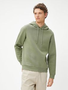 Sweat-shirt à capuche pour homme, vert uni, coupe oversize, 100% coton molletonné, décontracté, pour l'automne, avec poches, anti-rétrécissement, 370g, fermeture éclair - Product Image 1