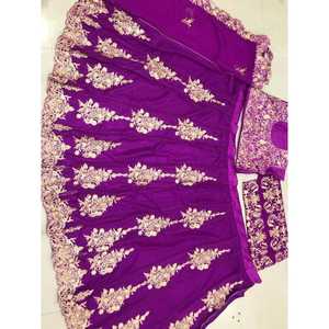ATTRACTIVE DE BRODERIE GEORGETTE LEHENGA CHOLI AVEC DUPTTA VIOLET - Product Image 1