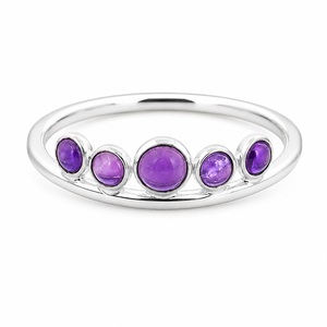 Anillo de Amatista Natural, Plata de Ley 925, Estilo Boho Minimalista, Anillo de Piedra Preciosa Hecho a Mano, Piedra de Nacimiento de Febrero, Joyería al por Mayor - Product Image 1