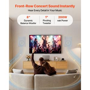 Altavoces de Pared de 8 Pulgadas, Sistema de 2 Vías, 200W de Potencia Máxima, Sonido de Alta Fidelidad con Rejilla Pintable - Product Image 2