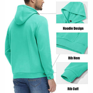 Sweat-shirt à capuche uni pour homme, coupe classique, en molleton de coton, décontracté, pour l'automne, avec poche, en tricot, vert - Product Image 5
