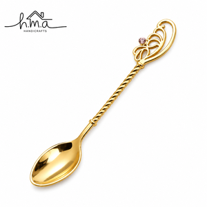 Ensemble de cuillères en laiton artisanal, finition dorée, texture martelée, manche long, bol ovale, vaisselle minimaliste élégante, ensemble d'ustensiles de table - Product Image 2