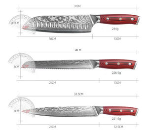 Juego de Cuchillos de Cocina para Chef con Mango de Abulón de Damasco de Alta Calidad al por Mayor, con Núcleo de Acero Súper Japonés VG10 - Product Image 3