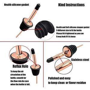 Lot de 24 becs verseurs en acier inoxydable or rose pour spiritueux, bouchons de vin avec capuchons anti-poussière, verseurs pour bouteilles - Product Image 3
