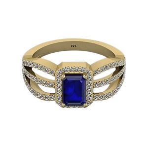 Anillo de Alta Calidad Chapado en Oro de 18K, 7x5mm, Plata 925, Zafiro Hidro, Diamante Rectangular con Halo, para Mujer, Boda, Fiesta, Joyería Fina de Moda - Product Image 1