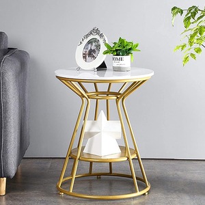 Table à manger ronde moderne avec plateau en contreplaqué, structure en métal doré, mobilier de luxe pour salle à manger, salon et café - Product Image 3