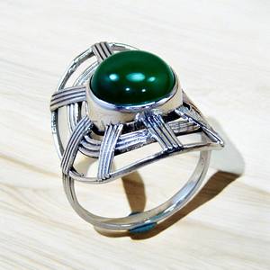 แหวนเงินแท้ 925 ประดับพลอยออนิกซ์สีเขียวธรรมชาติ น้ำหนักเบา ทำด้วยมือ ขายส่งจำนวนมาก เครื่องประดับแหวนคุณภาพดี - Product Image 2