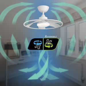 Ventilatore da Soffitto Smart LED Light Pro da 22 Pollici con Motore DC, Colore Bianco [Non Disponibile nel Weekend, Solo Ritiro TK/TEMU] - Product Image 3