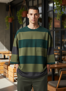 T-shirts à manches courtes pour hommes, 100% coton tricoté, tissu de 300 GSM, coupe ample, imprimé AC - Product Image 2