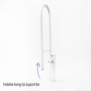 Barre d'appui pliante blanche en forme de U pour toilettes, barre de sécurité relevable pour salle de bain, idéale pour la rééducation post-chirurgicale - Product Image 2