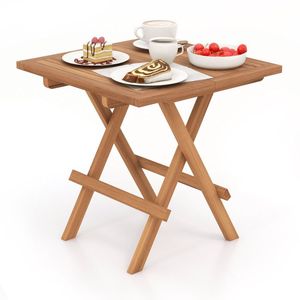 Tavolo da Patio Quadrato Portatile con Piano a Doghe in Legno di Teak Indonesiano, Design Pieghevole per Picnic e Arredamento da Esterno - Product Image 3