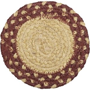 Sous-verre en jute classique style campagnard primitif pour table de cuisine, bordeaux et beige avec étoile estampillée rouge - Product Image 4