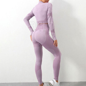 Conjunto de yoga sin costuras de alta calidad para mujer, 2 piezas, ropa deportiva para gimnasio, conjunto de yoga. - Product Image 2