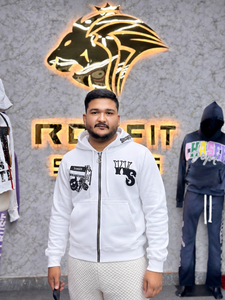 White <b>Zip</b> Up <b>Hoodie</b> Men Cotton Knitted Streetwear Hooded Sweatshirt With Print Design And Kangaroo <b>Pocket</b> Oversized Fit <b>Hoodie</b> - Product Image 1