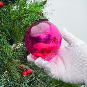 Adorno Navideño de Cristal Rosa Vintage al por Mayor, Diseño de Estrella Redonda, Decoración Colgante para Árbol de Navidad - Product Image 3