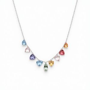 16 Inch Multi Shape Multi Stone Necklace 925 Sterling <b>Silver</b> 18K Gold <b>Plated</b> 12g Pendant Necklace Fashion <b>Jewellery</b> Gift for Her - Product Image 6