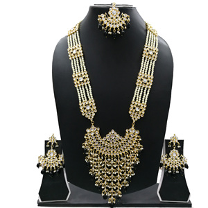 Indian Stylish Layered Pearl Rani Haar Long Kundan Necklace Jewellery Set Wedding Engagement Party <b>Gift</b> Antique Gold Plated - Product Image 2