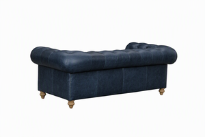 Genuine Leather Chesterfield <b>Sofa</b> Tufted Back Rolled Arms Three Seat Wood Legs Living Room <b>Sofa</b> Home Office Leather <b>Sofa</b> - Product Image 5