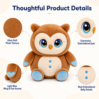 Peluche hibou parlant avec IA et yeux LED expressifs, compagnon interactif vocal pour les tout-petits