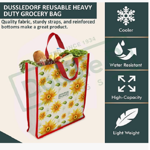 Bolsa de Transporte Multiusos de Lona de Algodón Ecológico, Bolsa de Compras Reutilizable con Asas Reforzadas para Comestibles, Frutas, Verduras, Leche - Product Image 4