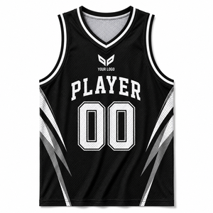 Ensemble de maillots de basketball haut de gamme 100 % polyester, personnalisé, en maille, imprimé par sublimation, respirant, écologique, unisexe, pour l'été, tenue d'équipe, OEM - Product Image 1