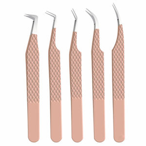Juego de Pinzas de Precisión para Pestañas de Acero Inoxidable, 5 Puntas Dentadas, 10 mm de Longitud, Agarre Perfecto para Extensiones de Pestañas, Herramientas para Injerto de Volumen - Product Image 1