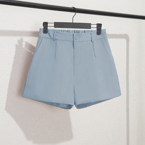 Nouveaux shorts taille haute pour femmes 2026, couleur unie, fermeture boutonnée, style décontracté, tissu tissé, coupe classique pour femmes - Product Image 2