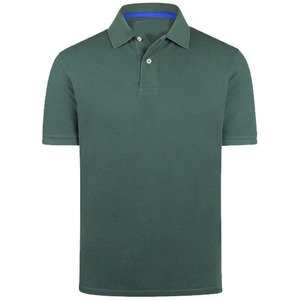 Polo de Piqué de Algodón de Manga Corta Verde Sólido para Hombre, Calidad Premium, Transpirable, Corte Regular Informal - Product Image 1
