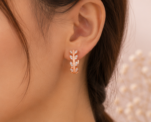 925 Sterling Silver <b>Leaf</b> Stud Earrings with Rose Gold Plating Women's <b>Jewelry</b> Earrings Minimalist Fashion <b>Jewelry</b> for Women - Product Image 4