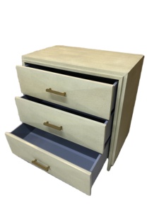 Modern Design High-<b>End</b> Faux Shagreen Wooden Nightstand with 3 <b>Storage</b> Drawers Bedroom Living Room & Dining Furniture Home Use - Product Image 5