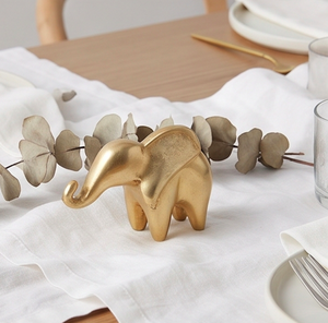 รูปปั้นช้างทองเหลืองสมัยใหม่สำหรับตกแต่งโต๊ะ งานศิลปะโลหะรูปสัตว์สำหรับห้องนั่งเล่น - Product Image 6