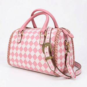 Nuevo Modelo 2026, Moderno, Color Blanco, Patrón a Cuadros de Diamantes, 100% Cuero Genuino, Deportivo, Resistente al Agua, Mini Speedy - Product Image 2