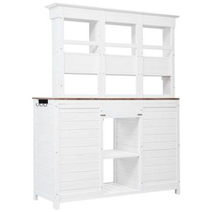 Assembly Video Included 65.7 H <b>Tall</b> Garden Potting Bench <b>Table</b> Hutch 3 Shelf Patio Storage Workstation 6 Drawers Patio Furniture - Product Image 6