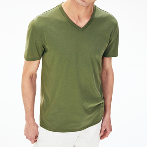 <b>Polyester</b>/Cotton V-Neck Men's <b>T</b>-<b>Shirts</b>-Custom Logo Fleece Fabric Plain Dyed Eco-Friendly Quick Dry Regular Fit OEM/ODM Service - Product Image 1